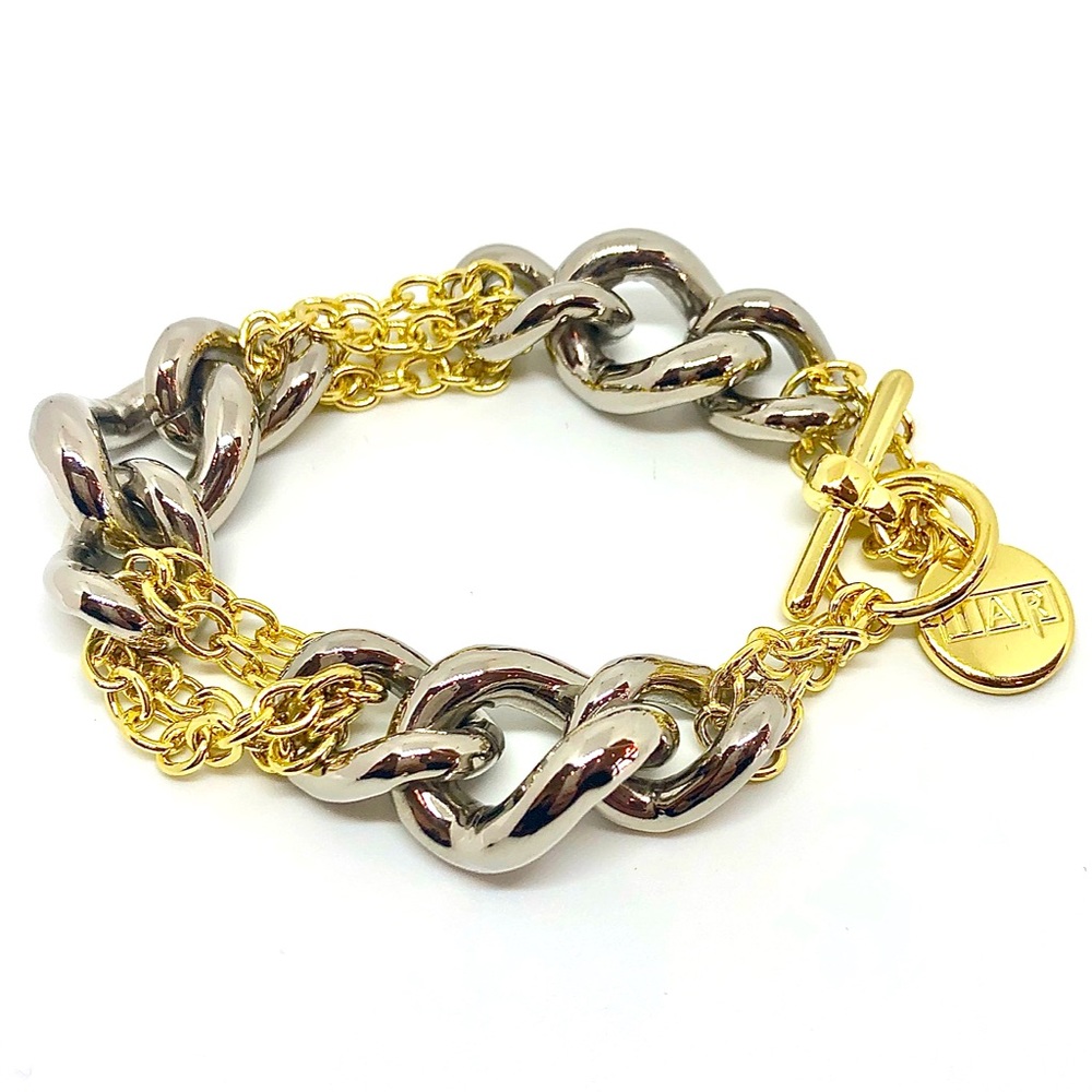 Curb Chain 18k Gold Plated & Sterling Link Bracelet